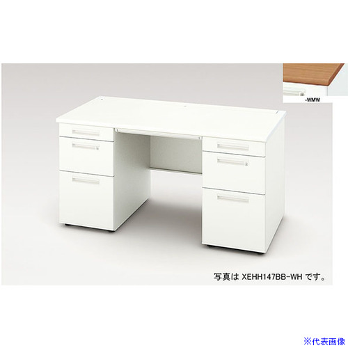 ■NAIKI 両袖デスク XEHH型/天板:ミディアムウォールナット 本体:クリアーホワイト/W1600×D700×H720 XEHH167BBWMW(2176806)[送料別途お見積り][法人限定][外直送] 55,297円