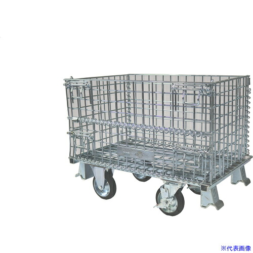 ■サンキン メッシュパレット コイルタイプキャスター付 800&times;500&times;540 SC18S(2176877)[法人限定][直送元]｜ファーストFACTORY