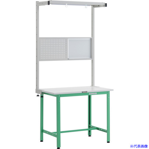 ■TRUSCO 軽荷重作業台(300kg)AE型 900X600XH1948(全高) ツールハンガーフルセット付 ヤンググリーン色 AE0960THFSYG(2477314)[法人限定][直送元]