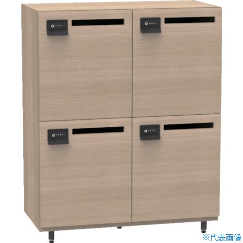 ■TRUSCO 木製パーソナルロッカー コンセント付 2列2段 4人用 グリジオーク WPL1290E4GO(2498757)[法人限定][直送元]｜ファーストFACTORY