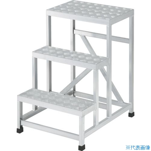 ■TRUSCO アルミ製溶接一体構造型作業台 三段縞板タイプ(完成品) W600×D800×H900 WTDBC36890(2562609)|ファーストFACTORY