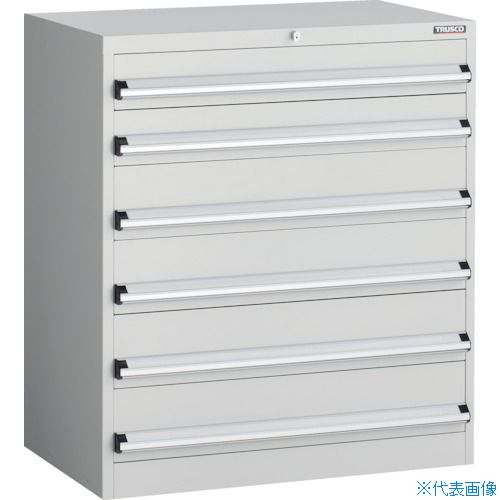 ■TRUSCO VE9S型中量キャビネット 880X550XH1000 引出し6段 ホワイト色 VE9S1007W(2563213)[法人限定][直送元]｜ファーストFACTORY