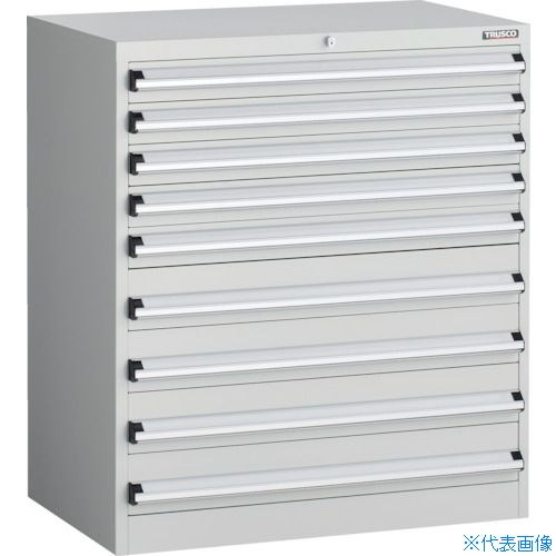 ■TRUSCO VE9S型中量キャビネット 880X550XH1000 引出し9段 ホワイト色 VE9S1006W(2563214)[法人限定][直送元]｜ファーストFACTORY