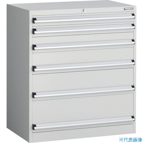 ■TRUSCO VE9S型中量キャビネット 880X550XH1000 引出し6段 ホワイト色 VE9S1009W(2563218)[法人限定][直送元]｜ファーストFACTORY
