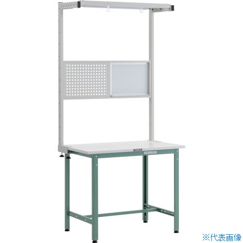 ■TRUSCO 軽荷重作業台(300kg)AE型 900X750XH1948(全高) ツールハンガーフルセット付 グリーン色 AE0975THFS(2572264)[法人限定][直送元]