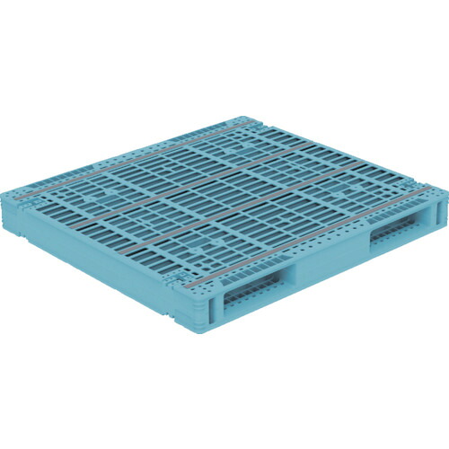 ■サンコー 樹脂パレット(両面二方差し) プラスチックパレット 813250 R2－1112F－2 ライトブルー 間口1200×奥行1100×高さ130mm 81325001BL502(2580602)[送料別途お見積り][法人限定][直送]
