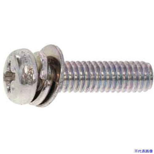 ■SUNCO 組込みねじ ピタック(+)ナベP＝4(鉄(または標準)・三価ホワイト) M3×6(4000本入) 1000P0040030006003(2592709)[送料別途お見積り][法人限定][掲外取寄]