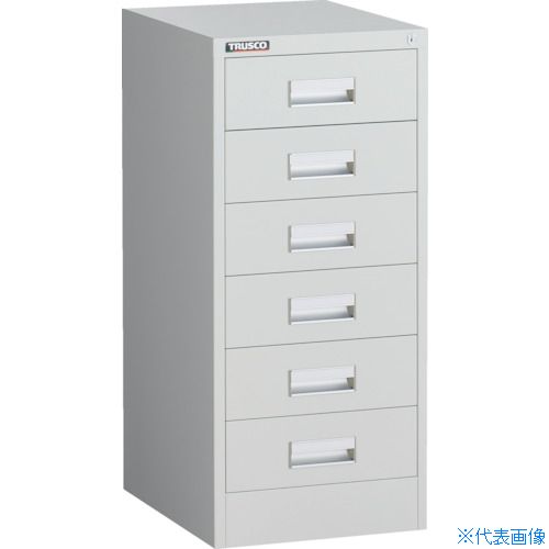 ■TRUSCO VR型キャビネット 393X500XH880 引出6段 ホワイト色 VRL6AW(2638981)[法人限定][直送元]