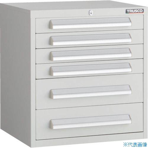 ■TRUSCO WLVR型キャビネット 500X412XH540 引出6段 ホワイト色 WLVR541W(2638995)[送料別途お見積り][法人限定]