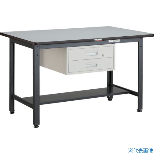 ■TRUSCO 中荷重作業台(500kg)AEW型 1200X750XH740 2段引出付 ダークグレー色 AEWP1275F2(2780682)[法人限定][直送元]｜ファーストFACTORY