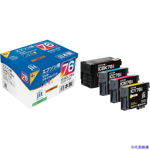 ■jit エプソン IC4CL76対応 ジットリサイクルインク JIT-AE764P 4色入り JITAE764P(3235444)&times;5[送料別途お見積り][法人限定][掲外取寄]｜ファーストFACTORY