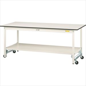 ■ヤマテック 軽量作業台 ワークテーブル150シリーズ ワンタッチ移動タイプ 全面棚板付 W1800&times;D600&times;H740mm シルキーホワイト SUPU1860TTWW(3242587)[法人限定][外直送元]｜ファーストFACTORY