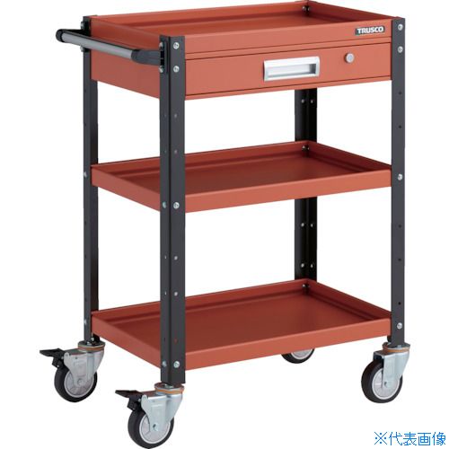 ■TRUSCO ツールワゴン バーディワゴン 600X400 引出付 ウレタン車輪 オレンジ/ブラック BDW963VUORBK(3268156)