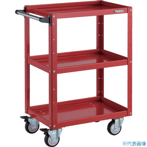 ■TRUSCO ツールワゴン イーグルワゴン 600X400XH880 4輪自在 ウレタン車輪 レッド EGW963UJRR(3268736)｜ファーストFACTORY