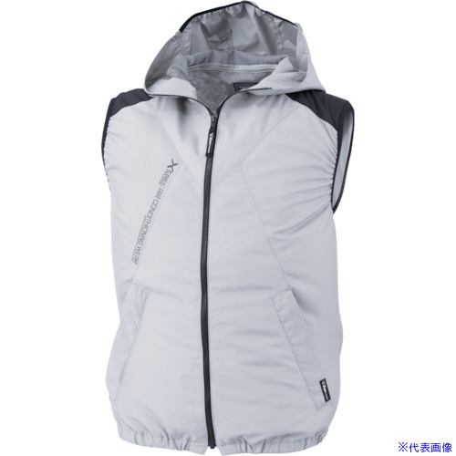 ■XEBEC 空調服遮熱ベスト(フード付き)XE98024－22－S シルバーグレー XE9802422S(3371420)[送料別途お見積り][法人限定][掲外取寄]