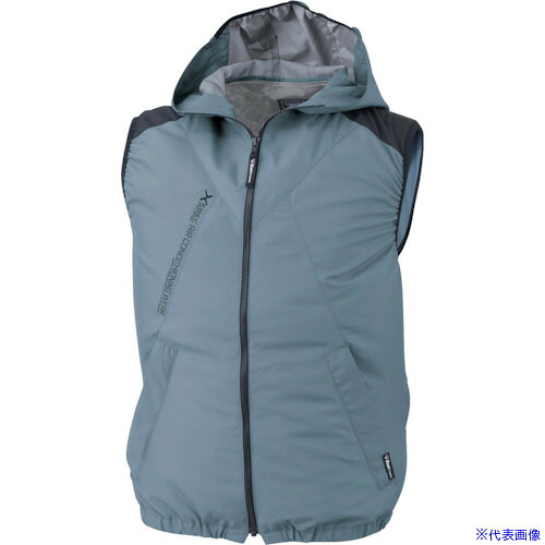 ■XEBEC 空調服遮熱ベスト(フード付き)XE98024－43－L ブルーグレー XE9802443L(3372956)[送料別途お見積り][法人限定][掲外取寄]