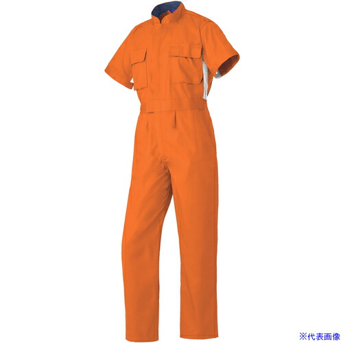 ■スリードラゴン SS(春夏)モデル 半袖つなぎ服50001－003オレンジ－LL 50001003LL(3477883)[送料別途お見積り][法人限定][掲外取寄]