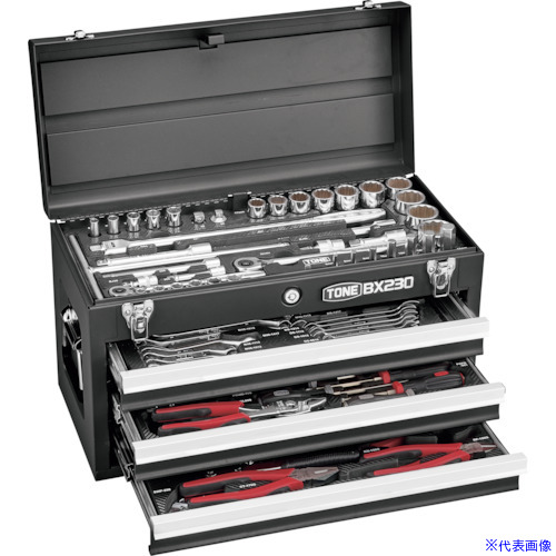 ■TONE 整備用工具セット ツールセット(マットブラック) 間口508×奥行232×高さ302mm TSXT95022BK(3524348)[法人限定][外直送元]