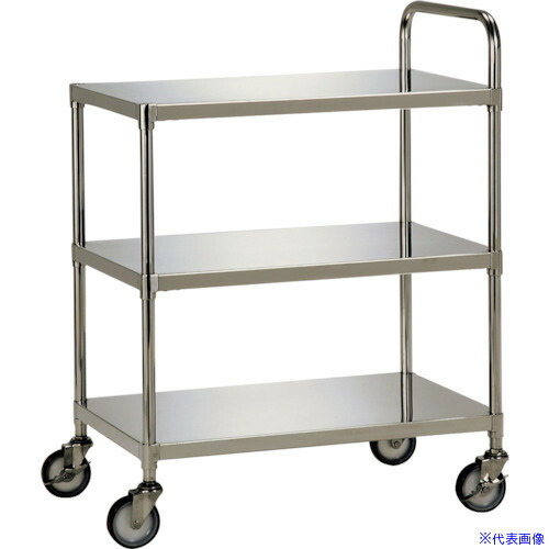 ■テックサス ステンレスワゴン3段タイプ(フラットタイプ) 900X600 スチールφ100ウレタン車 WG3N9060E(3610307)[法人・事業所限定][外直送元]｜ファーストFACTORY