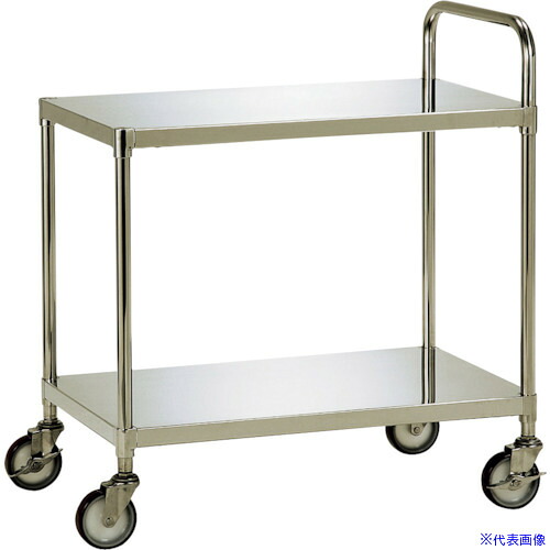 ■テックサス ステンレスワゴン2段タイプ(フラットタイプ) 750X450 SUSφ100ウレタン車 WG2N7545D(3610308)[法人・事業所限定][外直送元]｜ファーストFACTORY