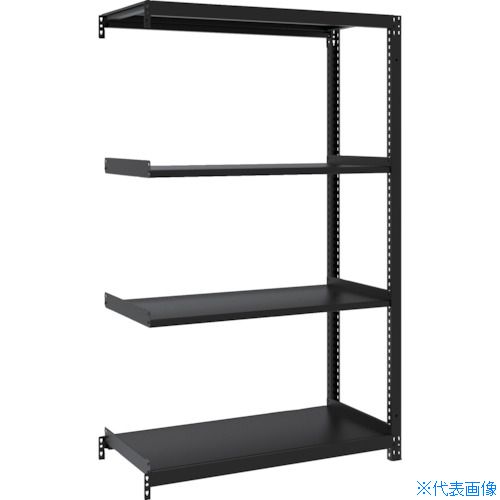 ■TRUSCO スチールラック M1型ボルトレス軽量棚900X420XH1500 4段 連結 サテンブラック M15344BSB(3619819)