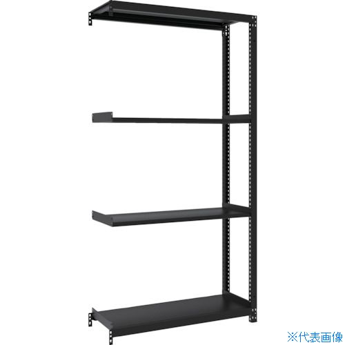 ■TRUSCO スチールラック M1型ボルトレス軽量棚900X320XH1800 4段 連結 サテンブラック M16334BSB(3619821)