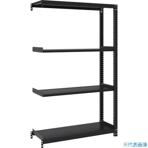 ■TRUSCO スチールラック M1型ボルトレス軽量棚900X320XH1500 4段 連結 サテンブラック M15334BSB(3619831)