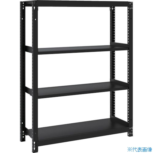 ■TRUSCO スチールラック M1型ボルトレス軽量棚900X320XH1200 4段 サテンブラック M14334SB(3619833)