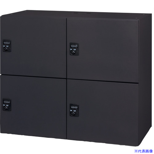 ■DAISHIN パーソナルロッカー4人用 ブラック色 プッシュ錠タイプ 投入孔無し L94507PLPB(3621624)[法人限定][外直送元]