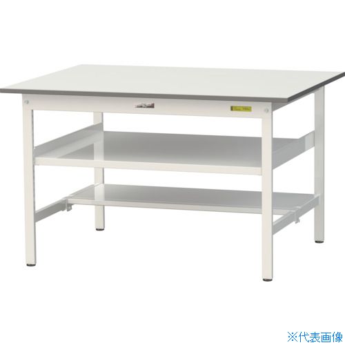 ■ヤマテック 軽量作業台 ワークテーブル150シリーズ 固定式 中間棚・半面棚板付 W1200×D900×H740 SUP1290TFWW(3692276)[法人限定][直送元]