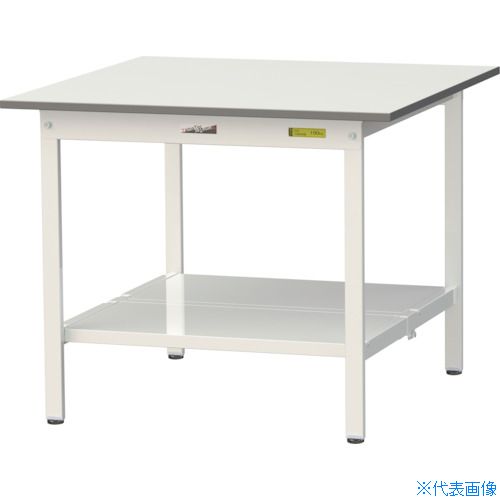 ■ヤマテック 軽量作業台 ワークテーブル150シリーズ 固定式 全面棚付 低圧メラミン天板 W900&times;D900&times;H740mm シルキーホワイト SUP990TTWW(3692294)[法人限定][直送元]｜ファーストFACTORY