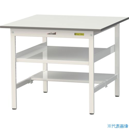 ■ヤマテック 軽量作業台 ワークテーブル150シリーズ 固定式 中間棚・半面棚板付 W900×D900×H740 SUP990TFWW(3692295)[法人限定][直送元]