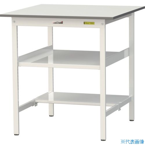 ■ヤマテック 軽量作業台 ワークテーブル150シリーズ 固定式 中間棚・半面棚板付 W900×D900×H950mm シルキーホワイト SUPH990TFWW(3692307)[法人限定][直送元]