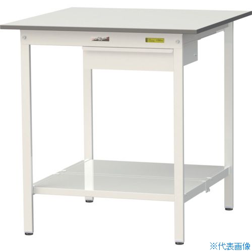 ■ヤマテック 軽量作業台 ワークテーブル150シリーズ 固定式 キャビネット・全面棚板付 W900×D900×H950mm シルキーホワイト SUPH990UTTWW(3692317)[法人限定][直送元]