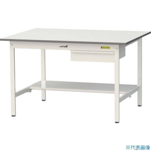 ■ヤマテック 軽量作業台 ワークテーブル150シリーズ 固定式 キャビネット・半面棚板付 W1200&times;D900&times;H740 SUP1290UTWW(3692320)[法人限定][直送元]｜ファーストFACTORY