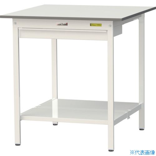 ■ヤマテック 軽量作業台 ワークテーブル150シリーズ 固定式 ワイド引出し・全面棚板付 W900×D900×H950mm シルキーホワイト SUPH990WTTWW(3692324)[法人限定][直送元]