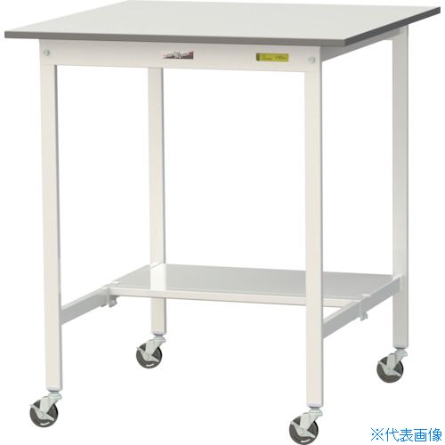 ■ヤマテック 軽量作業台 ワークテーブル150シリーズ 移動式 半面棚板付 W900×D900×H1035mm シルキーホワイト SUPHC990TWW(3692338)[法人限定][直送元]