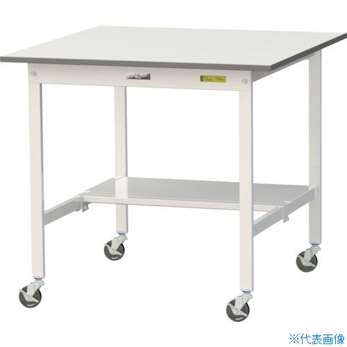 ■ヤマテック 軽量作業台 ワークテーブル150シリーズ 移動式 半面棚付 低圧メラミン天板 W900×D900×H825mm シルキーホワイト SUPC990TWW(3692340)[法人限定][直送元]
