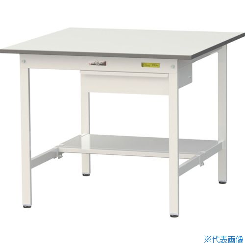 ■ヤマテック 軽量作業台 ワークテーブル150シリーズ 固定式 キャビネット・半面棚板付 W900×D900×H740 SUP990UTWW(3692344)[法人限定][直送元]