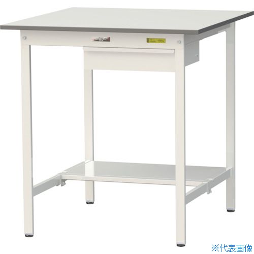 ■ヤマテック 軽量作業台 ワークテーブル150シリーズ 固定式 キャビネット・半面棚板付 W900×D900×H950mm シルキーホワイト SUPH990UTWW(3692350)[法人限定][直送元]