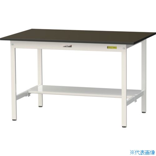 ■ヤマテック 実験用作業台 LABシリーズ実験用ラボテーブル 固定式 半面棚板付 指紋レスメラミン天板 W1200&times;D750&times;H740 ブラウン/シルキーホワイト SLM1275TBRW(3692378)[法人限定][直送元]｜ファーストFACTORY