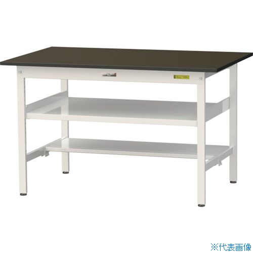 ■ヤマテック 実験用作業台 LABシリーズ実験用ラボテーブル 固定式 中間棚・半面棚板付 指紋レスメラミン天板 W1200&times;D750&times;H740 ブラウン/シルキーホワイト SLM1275TFBRW(3693955)[法人限定][直送元]｜ファーストFACTORY