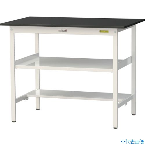 ■ヤマテック 実験用作業台 LABシリーズ実験用ラボテーブル 固定式 中間棚・半面棚板付 ケミテクト天板 W1200&times;D750&times;H950 ブラック/シルキーホワイト SLKH1275TFBKW(3693965)[法人限定][直送元]｜ファーストFACTORY
