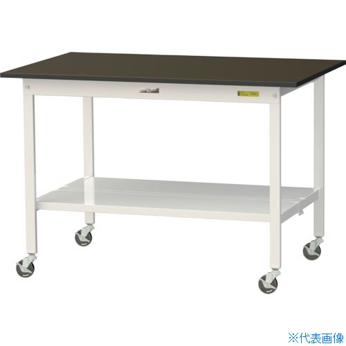 ■ヤマテック 実験用作業台 LABシリーズ実験用ラボテーブル 移動式 全面棚板付 指紋レスメラミン天板 W1200&times;D750&times;H825 ブラウン/シルキーホワイト SLMC1275TTBRW(3697065)[法人限定][直送元]｜ファーストFACTORY