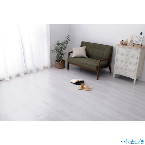 ■萩原 吸着 置くだけでズレない 貼ってはがせる ウッド調フロアタイル 12枚組 W0412P ホワイト 914×152×3 81955983(3697375)[法人限定][直送元]