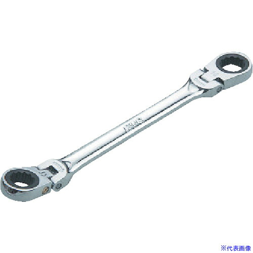 ■KTC ラチェットめがねレンチ(両頭型首振りタイプ) 対辺寸法13×15mm 全長205mm MR11315F(3736431)