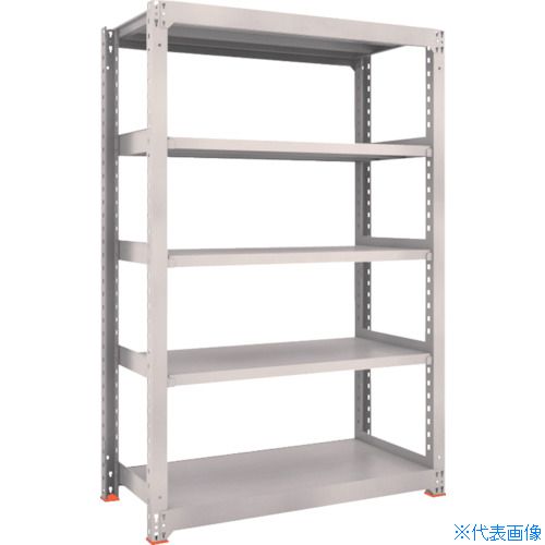 ■TRUSCO スチールラック M3型中量棚 1200X571XH1800 5段 単体 免震樹脂ベース付 ネオグレー M36465SFC(NG)(3782043)