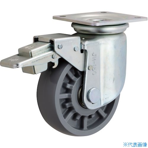 ■イノアック　低始動・高耐久エラストマー車輪　２００径　旋回金具ダブルストッパー付 HE200WJS(3825173)