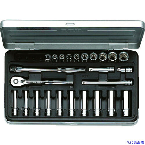 ■KTC 6.3sq.ソケットレンチセット(25点) 差込角6.35mm 6角 TB2X20(3839265)