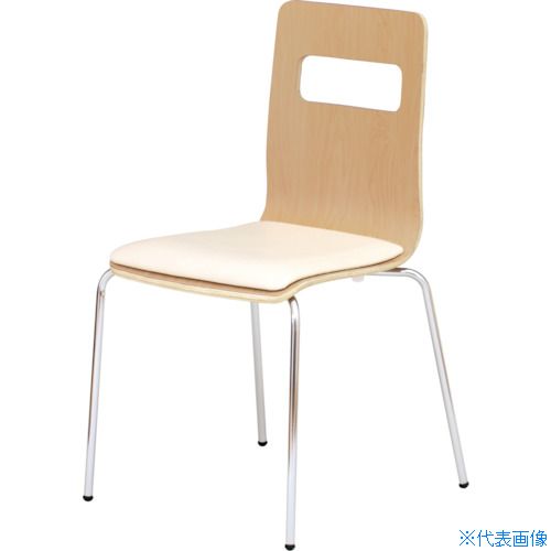 ■TRUSCO 木目調チェア ナチュラル&times;シルバー アイボリークッション RLESIVNS(3902239)[送料別途お見積り][法人限定][直送]｜ファーストFACTORY